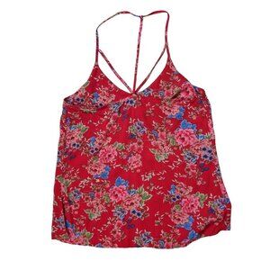 NO BOUNDARIES Floral Tank Top Red Size Small Junior